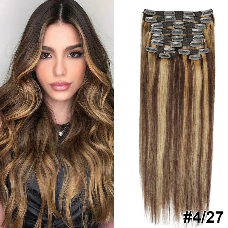 Doreen 160G 200G 240G Volume Series Brazilian Machine Remy Straight Clip In Human Hair Extensions  Full Head 10Pcs 16 to 24 Inch - Property & Safety Tradings