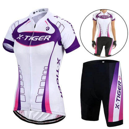 X-Tiger Women's Cycling Jersey Set Summer Anti-UV Cycling Bicycle Clothing Quick-Dry Mountain Female Bike Clothes Cycling Set - Property & Safety Tradings