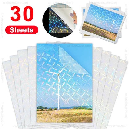 30/50 Sheets Cold Laminating Film Self-Adhesive A4 Transparent Holographic Overlay Lamination Film Waterproof Sticker Paper film - PST PS Tradings