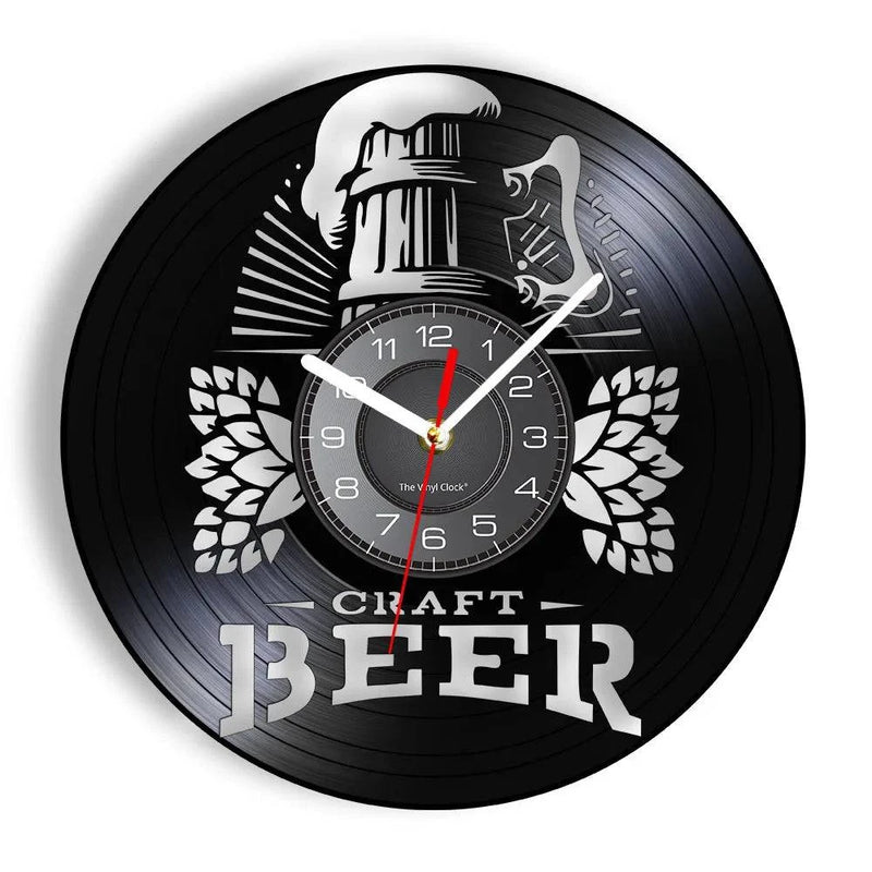 Beer Bar Wall Decor Modern Clock Drinking Hour Pub Vinyl Record Wall Clock Wall Watch Beer Club Decor - PST PS Tradings