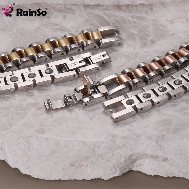 RainSo 99.999% Reinem Germanium Armband für Frauen Korea Beliebte Edelstahl Gesundheit Magnetische Germanium Energie Paar Schmuck