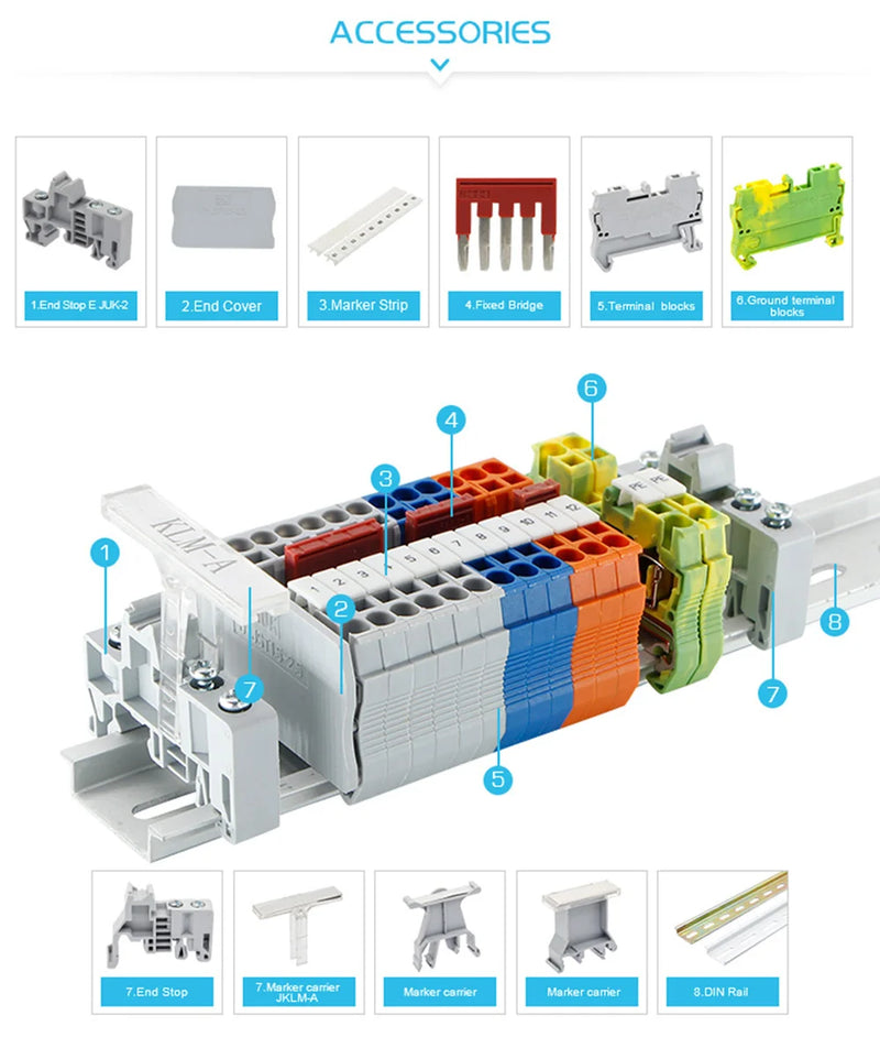 End Bracket Stop For NS35 DIN Rail Terminal Block E/UK E/UK2 EW35 WKF35 249-117 End Clamp For Universal Connector Marker Holder - PST PS Tradings