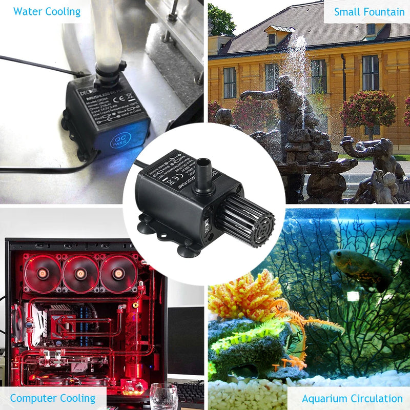 Decdeal Ultra-quiet Mini DC12V 10W Brushless Water Pump with 5.5*2.1mm Female Waterproof Submersible Fountain Aquarium - PST PS Tradings