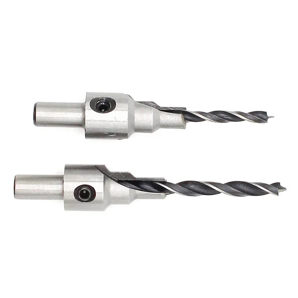 2pc Countersink Drilling 3 Steps Pilot Drill Bits Set Reamer Screw Wood Window Hinge Hole Saw Chamfer 4 6 5 7mm steps 8mm Shank