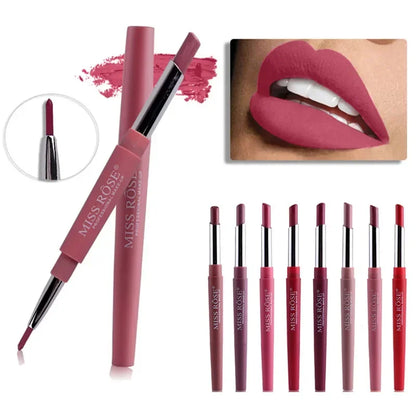 8 farbe Doppel-ende Lip Make-Up Lippenstift Bleistift Wasserdichte Langlebige Farbton Sexy Red Lip Stick Schönheit Matte Liner stift Lippenstift