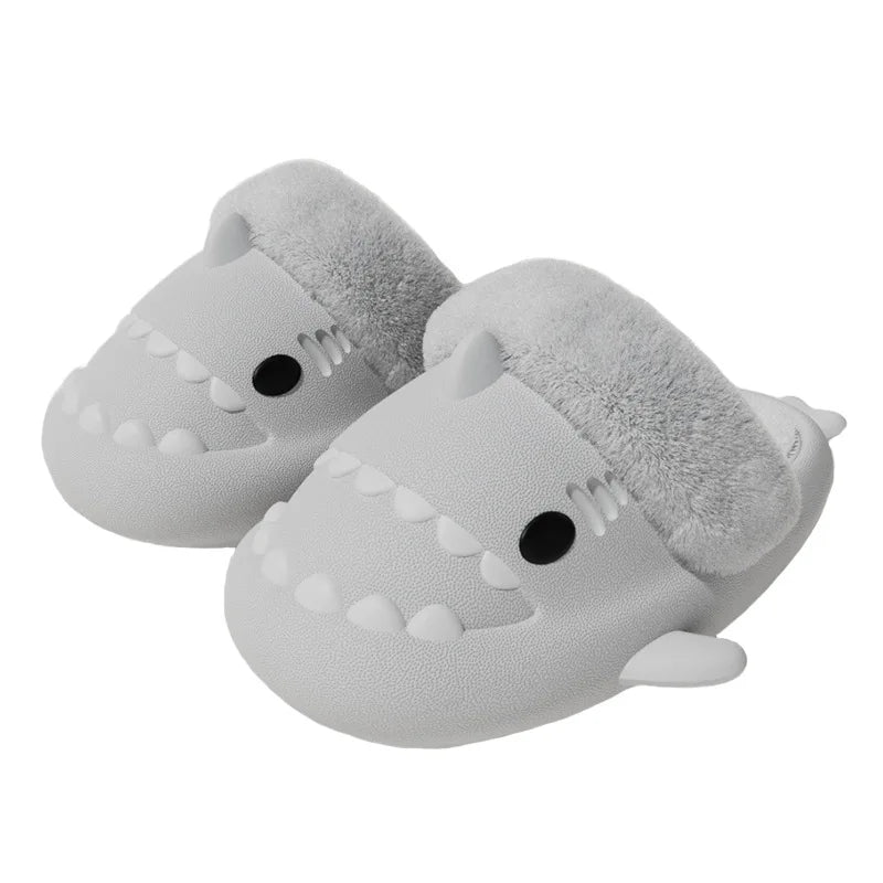 Comwarm Shark Plush Slippers For Women Men Autumn And Winter Warm Cartoon Cotton Slipper Non-Slip Waterproof Outdoor Home Shoes - PST PS Tradings