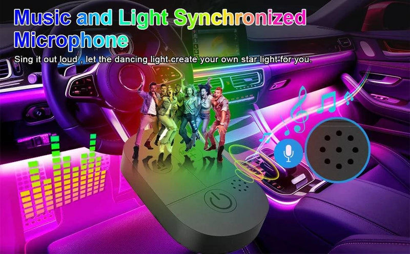 Car Ambient Light RGB Backlight Neon LED Lamp Foot Strip APP 3 Key Control Atmosphere Auto Decorative Led Interior Car Lights - PST PS Tradings