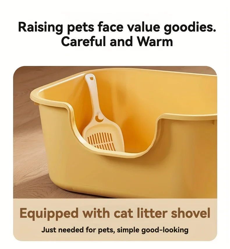 Cat Litter Box with Large Splash Proof Open Design and Free Shovel Suitable for Those Weighing Less Than 30 Pounds - PST PS Tradings