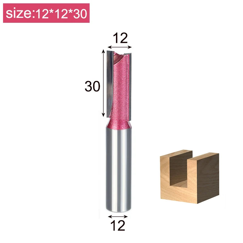 Tideway Straight Router Bits 1/2 1/4 Shank Double Flute Plunge Milling Cutter Carbide Tipped Woodworking Trimming Slotting Tool