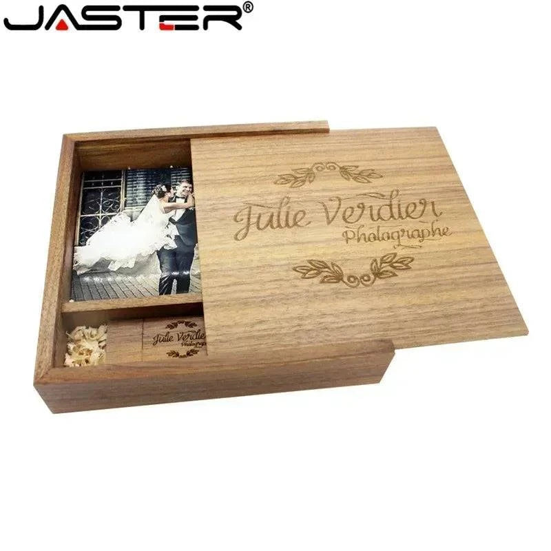 JASTER Maple Photo Album Wood USB+Box Memory Stick Pendrive 8GB 16GB 32GB 64GB 128GB Photography Gift Free LOGO (170*170*35 MM) - PST PS Tradings