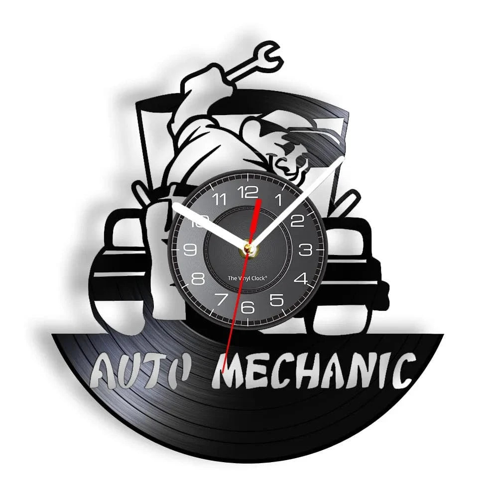 Auto Repair Shop Wall Sign Decorative Modern Wall Clock Car Mechanic Service Workshop Vinyl Record Clock  Garage Repairman Gift - Property & Safety Tradings