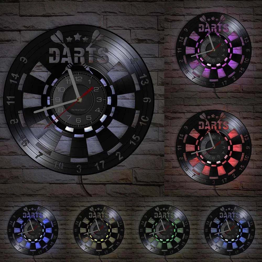 Darts Wall Art Man Cave Game Room Decoration Modern Wall Clock Dart Board Pub Bar Darts Game Night Club Vinyl Record Wall Clock - PST PS Tradings