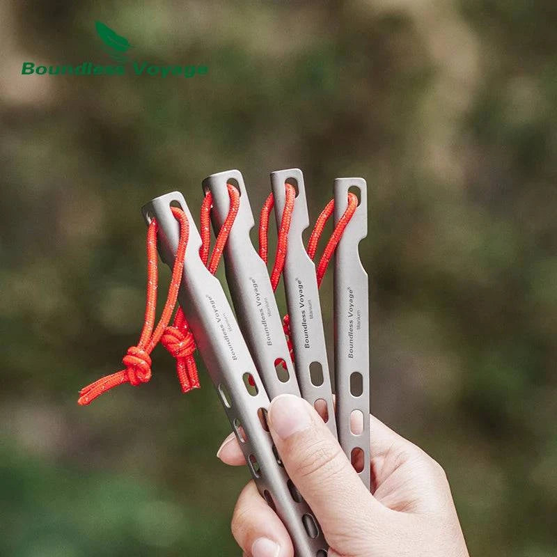 Boundless Voyage Titanium Pegs Outdoor Camping V-type Tent Stakes Portable Tent Titanium Nail Ti4008P - Property & Safety Tradings