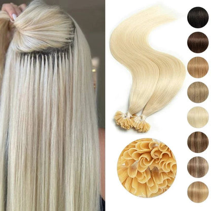 U Tip Fusion Hair Extensions Blonde Natural Real Human Hair Extensions 1.5cm Keratin Hair Capsules 50pcs 30g 40g 50g 12-24inch - Property & Safety Tradings