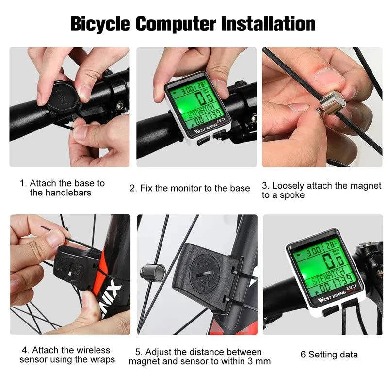 WEST BIKING 2.8 inch Bicycle Computer Large Screen Speedometer Wireless Wired Waterproof Sensor Cycling Odometer Bike Computer - Property & Safety Tradings