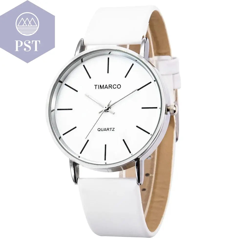 Simple Style White Leather Watches Women Fashion Watch Minimalist Ladies Casual Wrist Watch Female Quartz Clock Reloj Mujer 2023 - PST PS Tradings