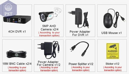 Smar 5MP Security Camera System Witth 18M Wired Cable Video Surveillance Kit Indoor Outdoor Waterproof CCTV Camera 5 in 1 DVR PST PS Tradings  PST PS Tradings  PST PS Tradings
