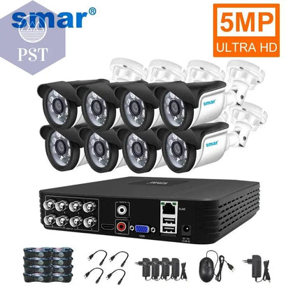 Smar 5MP Security Camera System Witth 18M Wired Cable Video Surveillance Kit Indoor Outdoor Waterproof CCTV Camera 5 in 1 DVR PST PS Tradings  PST PS Tradings  PST PS Tradings