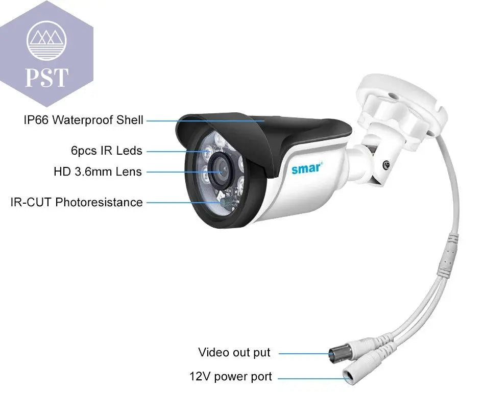 Smar 5MP Security Camera System Witth 18M Wired Cable Video Surveillance Kit Indoor Outdoor Waterproof CCTV Camera 5 in 1 DVR PST PS Tradings  PST PS Tradings  PST PS Tradings