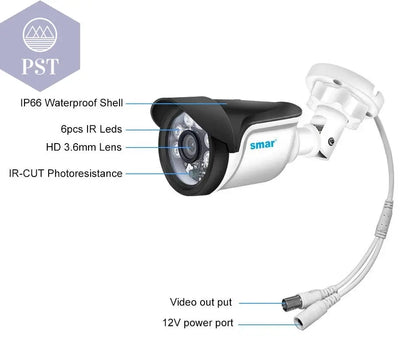 Smar 5MP Security Camera System Witth 18M Wired Cable Video Surveillance Kit Indoor Outdoor Waterproof CCTV Camera 5 in 1 DVR PST PS Tradings  PST PS Tradings  PST PS Tradings