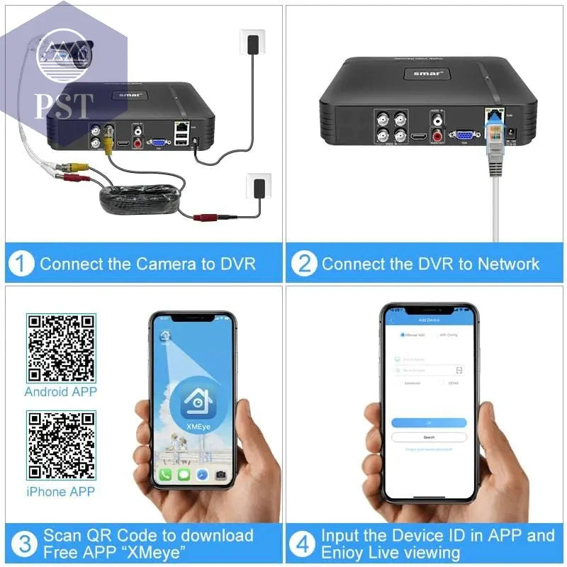 Smar 5MP Security Camera System Witth 18M Wired Cable Video Surveillance Kit Indoor Outdoor Waterproof CCTV Camera 5 in 1 DVR PST PS Tradings  PST PS Tradings  PST PS Tradings