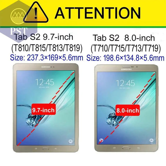 Tablet Case For Tab S2 9.7 SM-T810 T815 T813 T819 Cover - For Samsung Galaxy Tab S2 8.0 SM-T710 T715 T713 T719 Case +Screen Film - PST PS Tradings