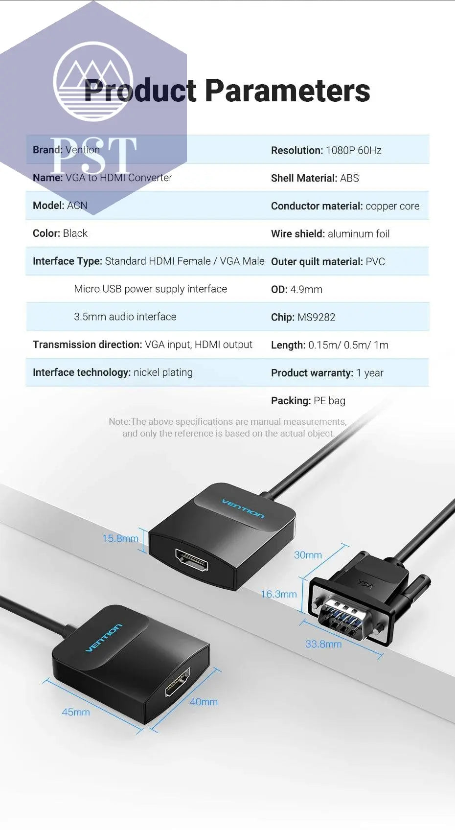 Tions VGA zu HDMI Adapter 1080P VGA Stecker auf HDMI Buchse Konverter Kabel Mit Audio USB Power für PS4/3 HDTV VGA HDMI Konverter - Property & Safety Tradings