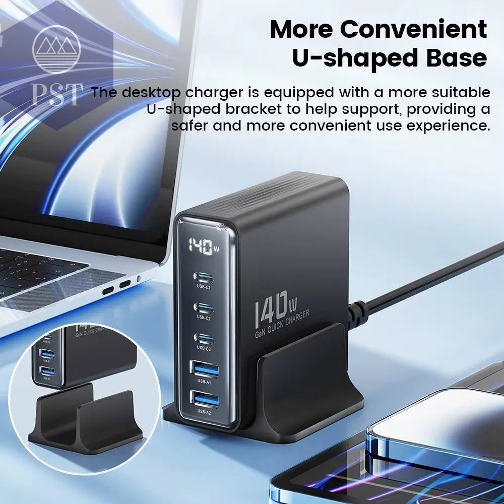 Toocki 140W Gan Usb Ladegerät 5 In1 Desktop Schnell Aufladen Usb Typ C Ladegerät Led Display Ladegerät Für Iphone Xiaomi Smartphone Laptop PST PS Tradings  PST PS Tradings  PST PS Tradings Toocki 140W Gan Usb Ladegerät 5 In1 Desktop Schnell Aufladen Usb Typ C Ladegerät Led Display Ladegerät Für Iphone Xiaomi Smartphone Laptop
