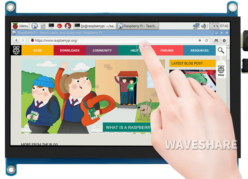 Waveshare 7HP-CAPQLED 7inch QLED Quantum Dot Display, Capacitive Touch,1024×600, G+G Toughened Glass Panel, Various Systems Sup