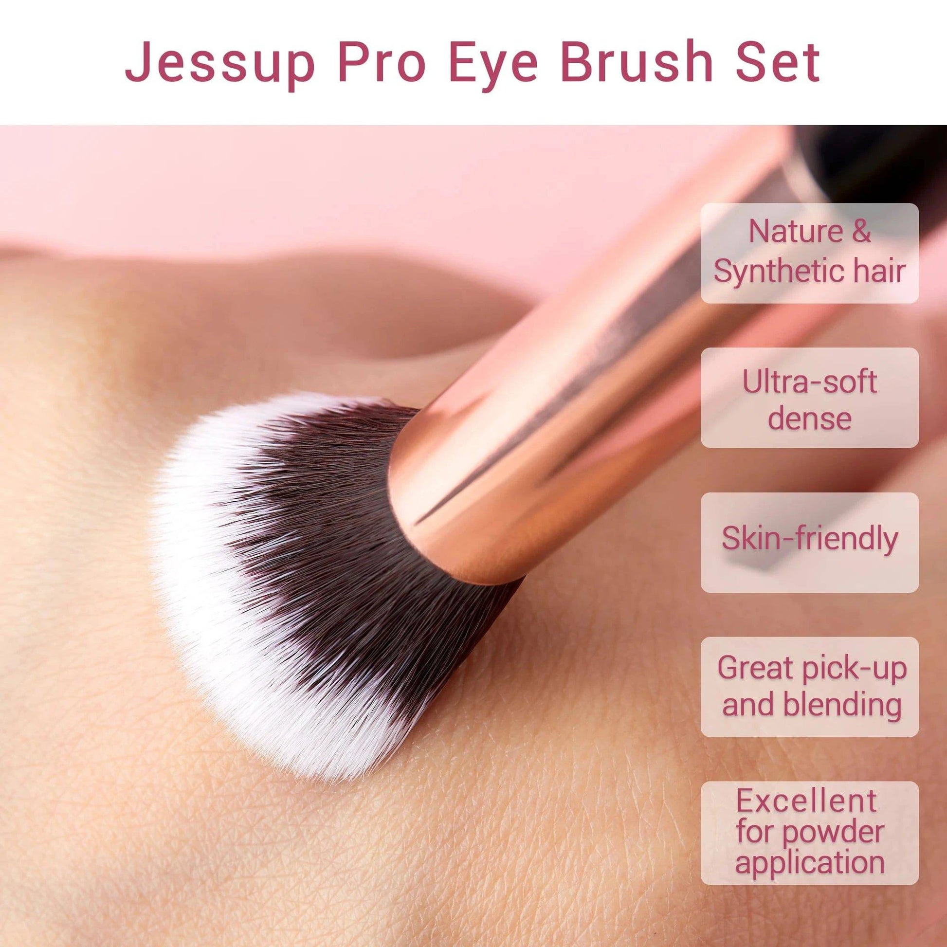 Jessup Makeup Brushes Set 15pcs Make up Brush Tools kit Eye Liner Shader natural-synthetic hair Rose Gold/Black T157 - PST PS Tradings