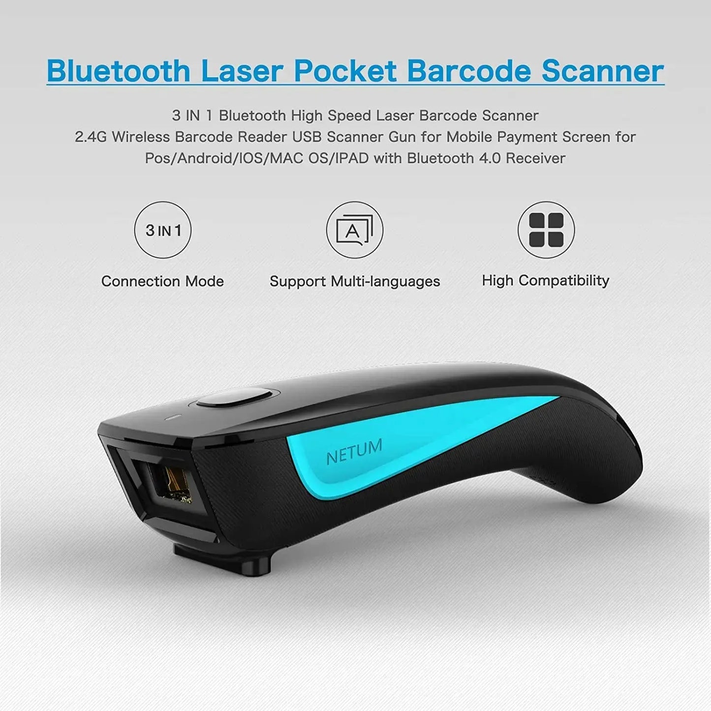 NETUM C750 Bluetooth QR 2D Barcode Scanner AND C830 Wireless Laser 1D usb Bar Code Reader for IOS Android Windows Mobile Payment - Property & Safety Tradings