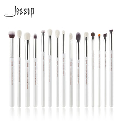 Jessup Professional Makeup Brushes Set 15pcs Make up Brush Pearl White/Silver Tools kit Eye Liner Shader natural-synthetic hair - Property & Safety Tradings