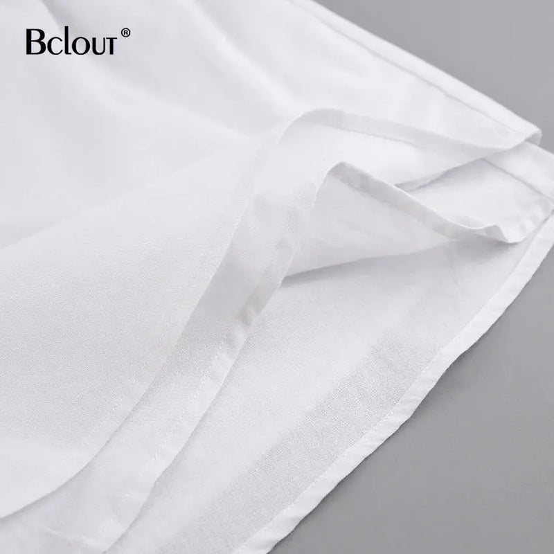 Bclout Summer Linen Ruffle Shorts Sets Women 2 Pieces 2024 Lantern Sleeve  White Tops Loose Elastic Waist Shorts Suits Vacation - Property & Safety Tradings