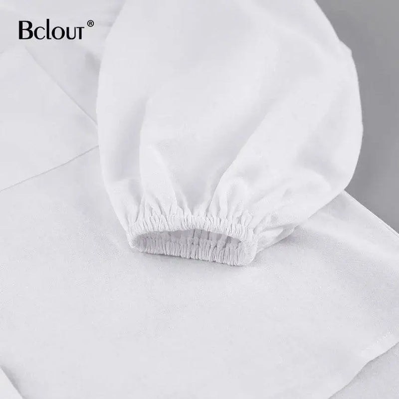 Bclout Summer Linen Ruffle Shorts Sets Women 2 Pieces 2024 Lantern Sleeve  White Tops Loose Elastic Waist Shorts Suits Vacation - Property & Safety Tradings