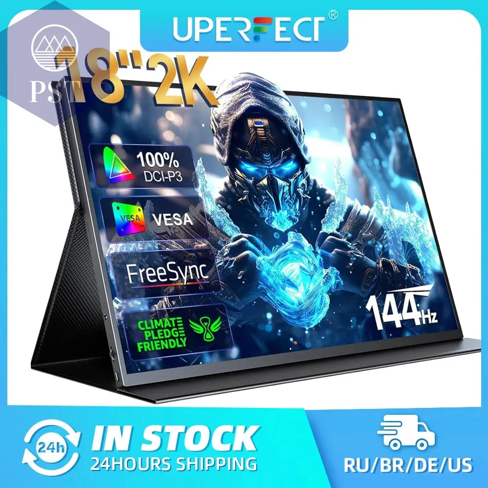 UPERFECT 2K 144Hz Portable Monitor 18" 100%DCI-P3 HDMI Computer Display Matte IPS Eye Care Laptop Second Screen for Mac PC Phone PST PS Tradings  PST PS Tradings UK Plug / Mexico PST PS Tradings UPERFECT 2K 144Hz Portable Monitor 18" 100%DCI-P3 HDMI Computer Display Matte IPS Eye Care Laptop Second Screen for Mac PC Phone