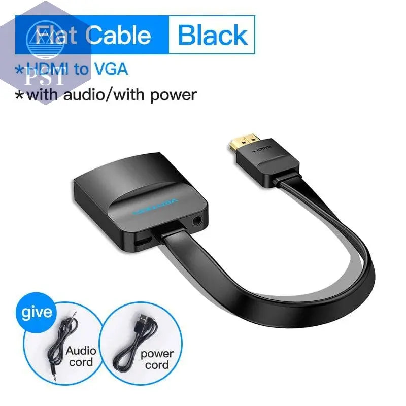 Vention HDMI to VGA Adapter HDMI Male to VGA Felame HD 1080P Audio Cable Converter With 3.5 Jack for PS4 Laptop PC Box Projector - Property & Safety Tradings