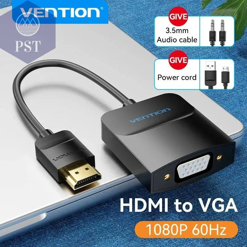 Vention HDMI to VGA Adapter HDMI Male to VGA Felame HD 1080P Audio Cable Converter With 3.5 Jack for PS4 Laptop PC Box Projector - Property & Safety Tradings