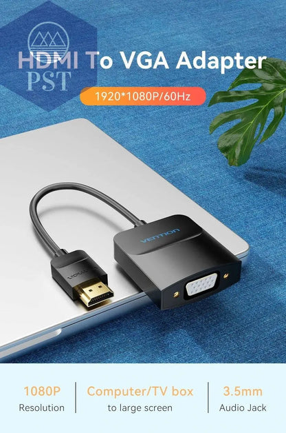 Vention HDMI to VGA Adapter HDMI Male to VGA Felame HD 1080P Audio Cable Converter With 3.5 Jack for PS4 Laptop PC Box Projector PST PS Tradings  PST PS Tradings  PST PS Tradings Vention HDMI to VGA Adapter HDMI Male to VGA Felame HD 1080P Audio Cable Converter With 3.5 Jack for PS4 Laptop PC Box Projector