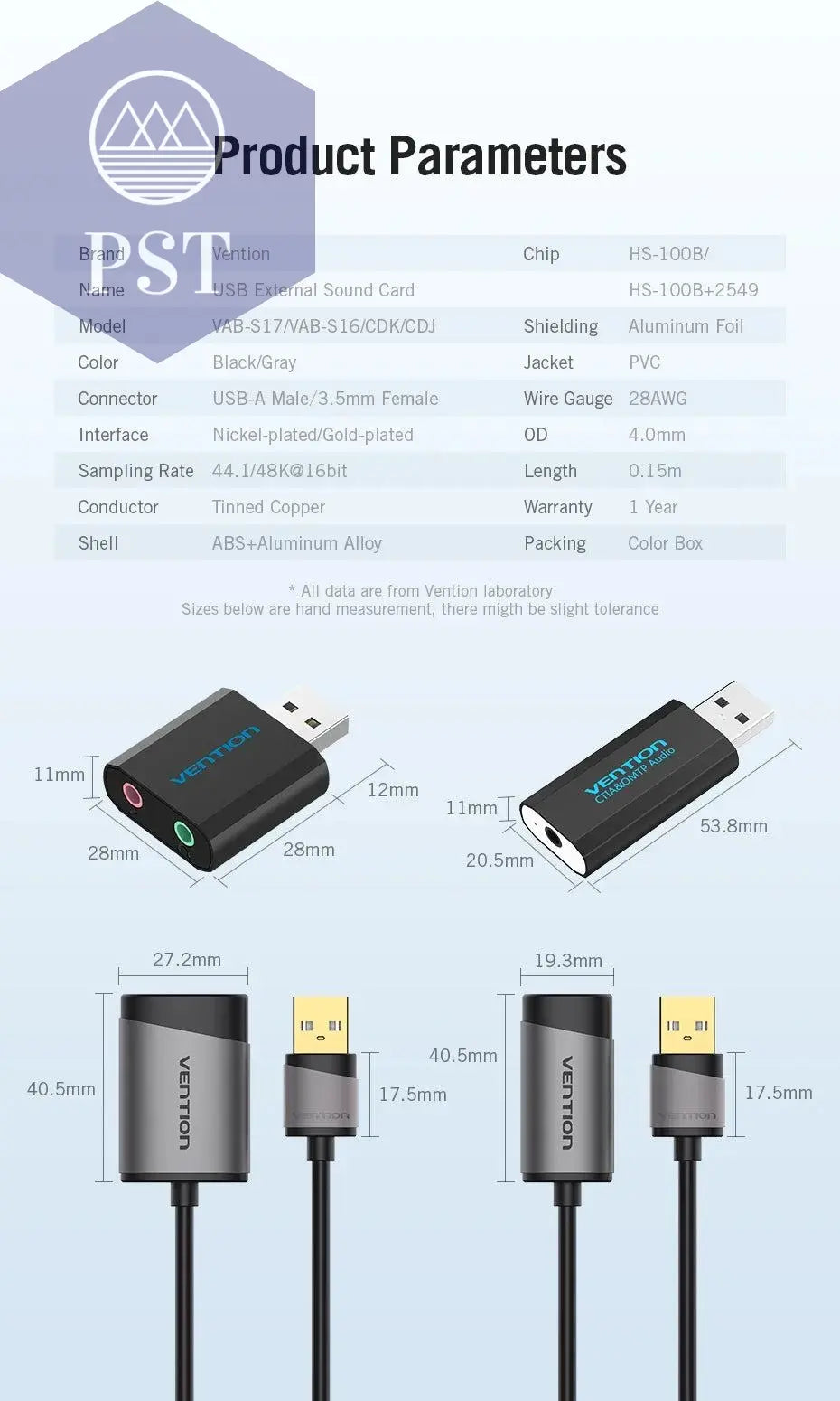 Vention USB Sound Card USB Audio Interface headphone Adapter Soundcard for Mic Speaker Laptop PS4 Computer External Sound Card       PST PS Tradings