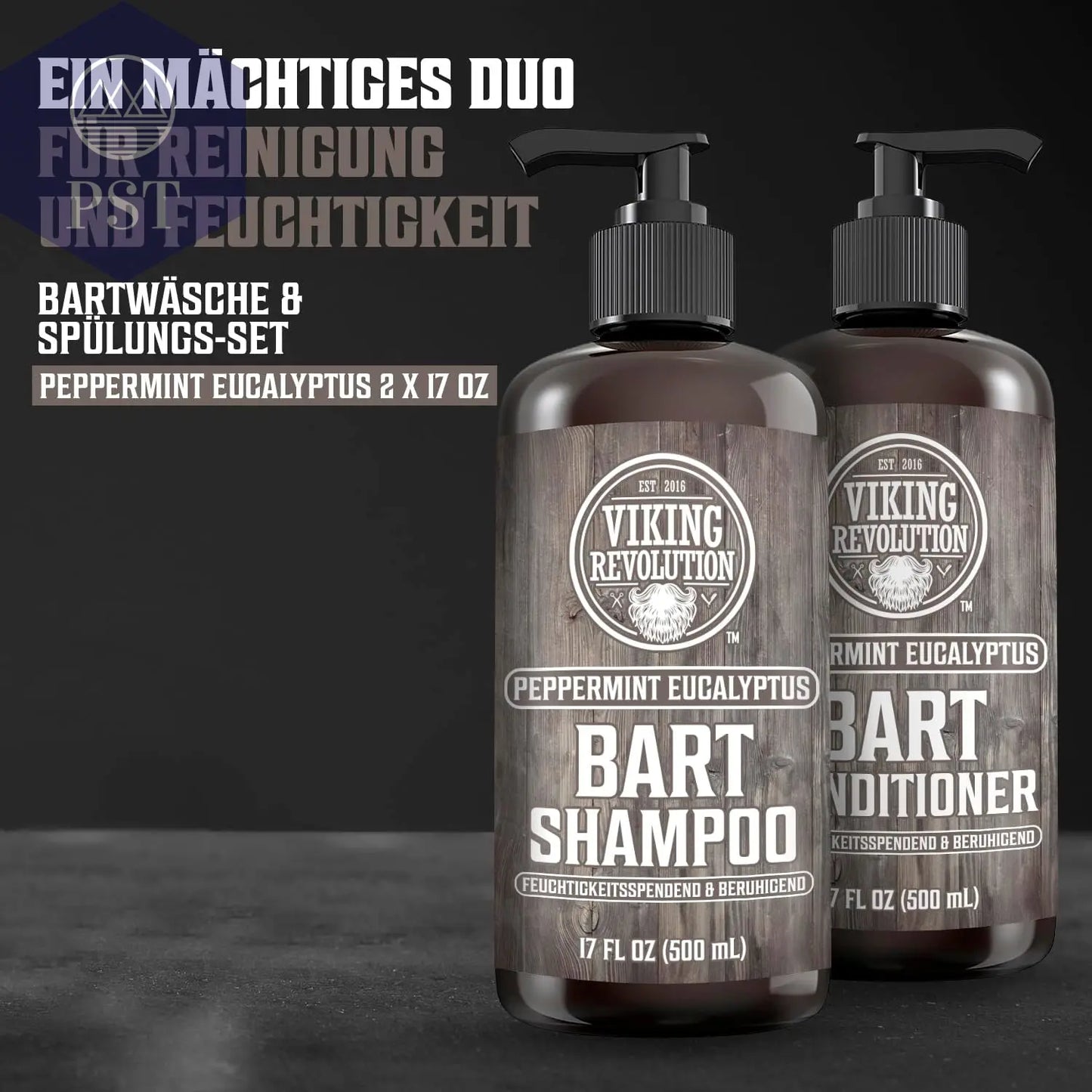 Viking Revolution Bart Shampoo & Conditioner Set - Erweicht, Glättet & Stärkt Den Bartwuchs - Natürlicher Pfefferminz- & Eukalyptusduft - Geschenke Für Männer - 2 X 500 Ml PST PS Tradings  PST PS Tradings  PST PS Tradings Viking Revolution Bart Shampoo & Conditioner Set - Erweicht, Glättet & Stärkt Den Bartwuchs - Natürlicher Pfefferminz- & Eukalyptusduft - Geschenke Für Männer - 2 X 500 Ml