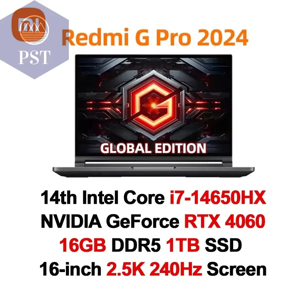 Xiaomi Redmi G Pro Game Book Gaming Laptop QHD 240Hz Intel i7 opt. i9 RTX4060 i7 16GB 1TB 16Zoll Notebook PST PS Tradings Laptop PST PS Tradings i7-14650HX-16G-1T-GERMANY PST PS Tradings