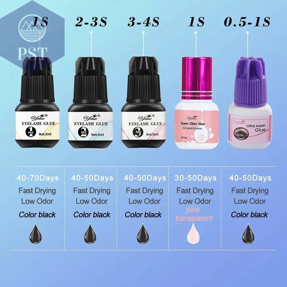 Yelix Eyelash Extension Glue 0.5-1 Sec Fast Dry Individual Lashes Glue Sensitive Eye Eyelash Glue Wholesale Customization PST PS Tradings  PST PS Tradings  PST PS Tradings