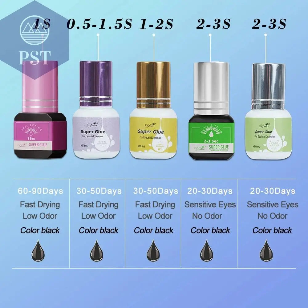 Yelix Eyelash Extension Glue 0.5-1 Sec Fast Dry Individual Lashes Glue Sensitive Eye Eyelash Glue Wholesale Customization PST PS Tradings  PST PS Tradings  PST PS Tradings