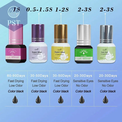 Yelix Eyelash Extension Glue 0.5-1 Sec Fast Dry Individual Lashes Glue Sensitive Eye Eyelash Glue Wholesale Customization PST PS Tradings  PST PS Tradings  PST PS Tradings