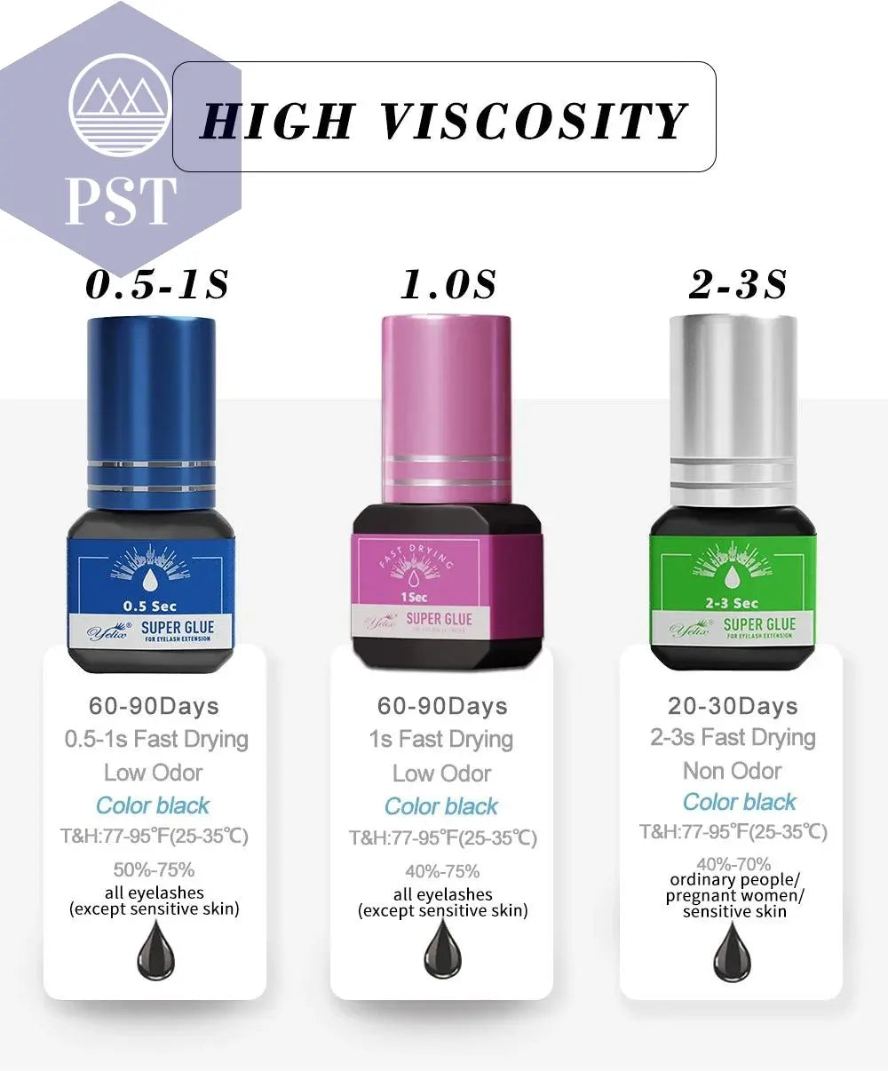 Yelix Eyelash Extension Glue 0.5-1 Sec Fast Dry Individual Lashes Glue Sensitive Eye Eyelash Glue Wholesale Customization PST PS Tradings  PST PS Tradings  PST PS Tradings