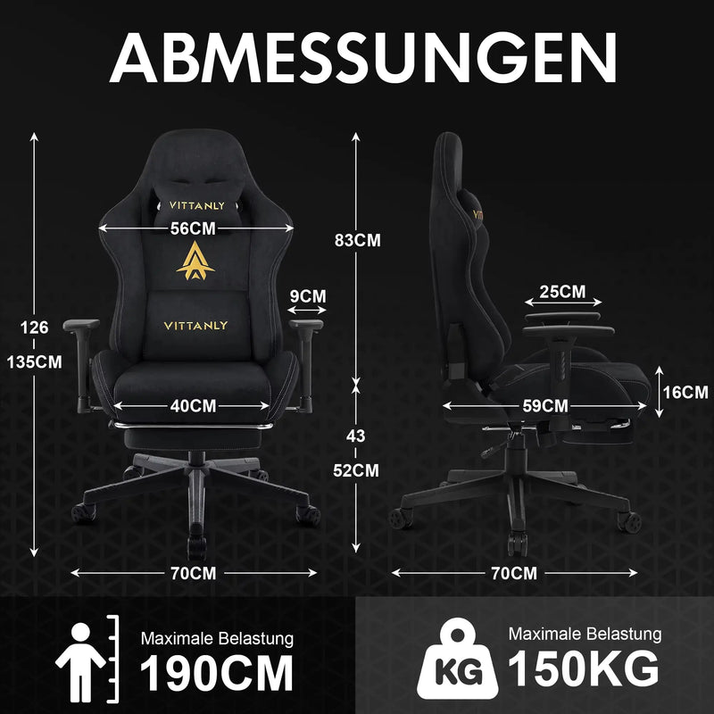 Gaming Stuhl Atmungsaktive Faux Wildleder Büro Stuhl Mit Fußstütze Stuhl Kopfstütze Ergonomischer Spiele Computer Stuhl Office Chair