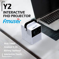 FMUSER Y2 Portable Interactive 4K 1080P Projector;  Smart WIFI Mini Android TV Home Led Video Game Movie Outdoor Camping Proyector Beamer support HDMI;  AV input