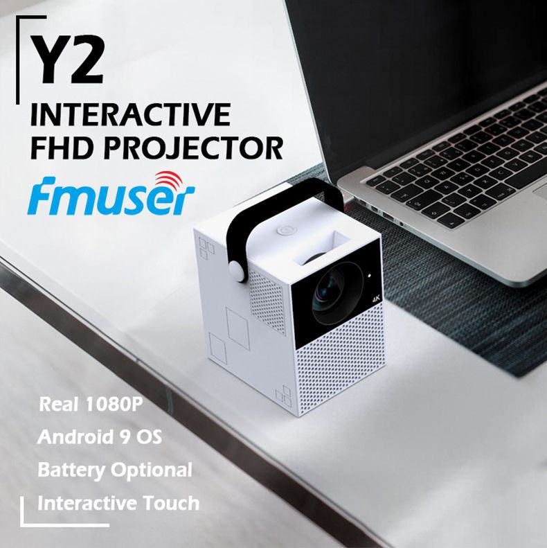 FMUSER Y2 Portable Interactive 4K 1080P Projector;  Smart WIFI Mini Android TV Home Led Video Game Movie Outdoor Camping Proyector Beamer support HDMI;  AV input