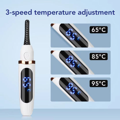 Rechargeable Electric Heated Eyelash Curler Digital Display Eyelash Curler Beauty Makeup Tool 3 Gears Temperature Control