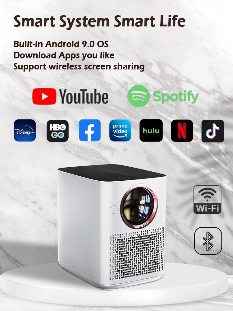 FMUSER Y3 250ANSI 1920x1080 Interactive Android 9.0 Full HD 1080p LED Projector; Dust Proof Portable WIFI Video Projetor Beamer